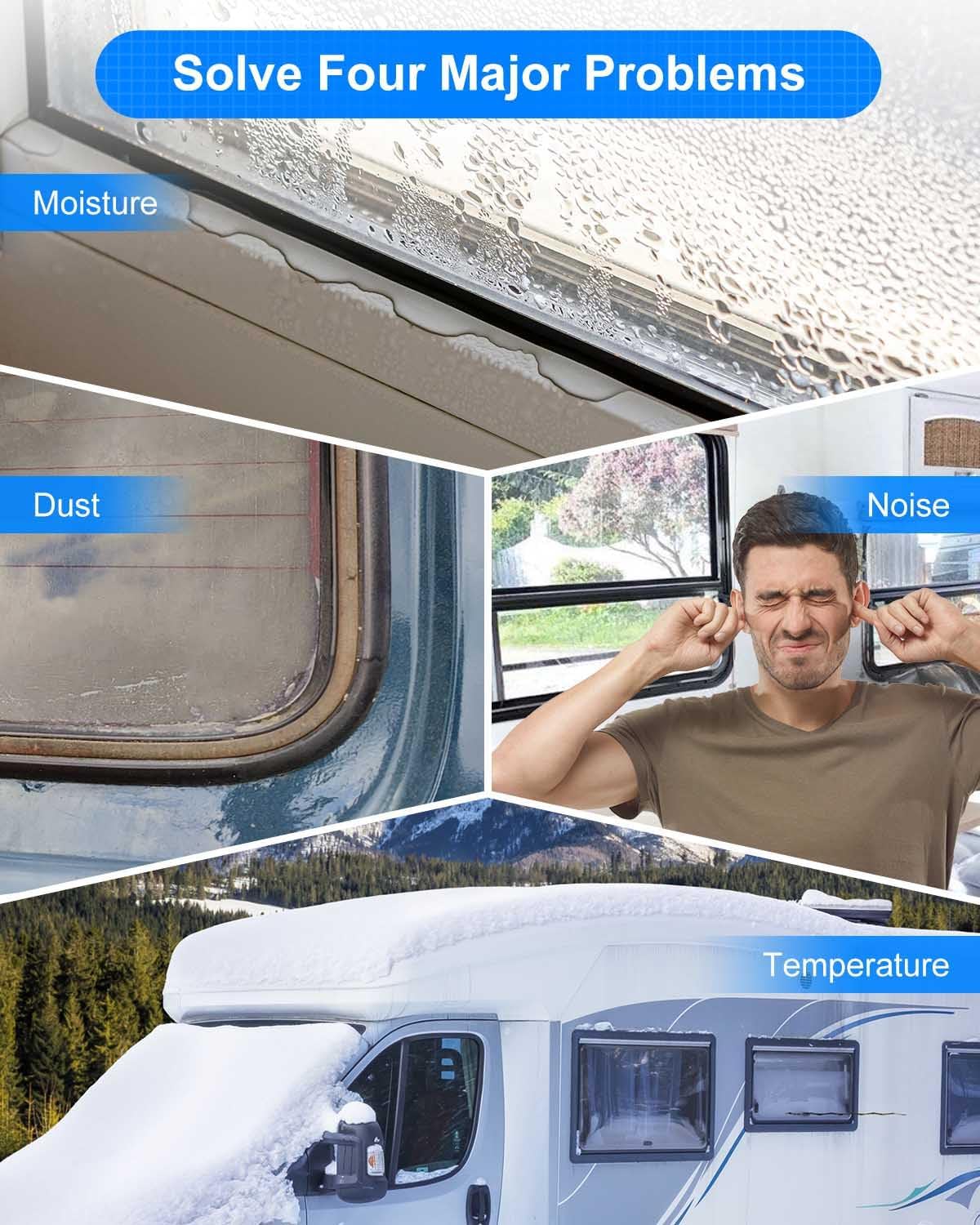 RV Window Seal 0.5 X 0.275 Inch Upgrade Weather Stripping Window Seal Rubber Stationary Glass Edge Seal, Car RV Window Seal Trim Locking Gasket Insulation Temperature Noise for Boat Truck Camper, 30FT