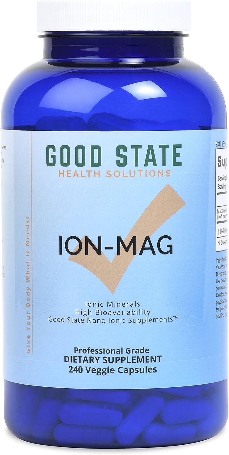 Good State | ION-MAG - Ionic Magnesium Chloride Supplement | Men/Women's Nano Ionic Magnesium Chloride Supplement | (115mg Each) (240 Veggie Capsules)
