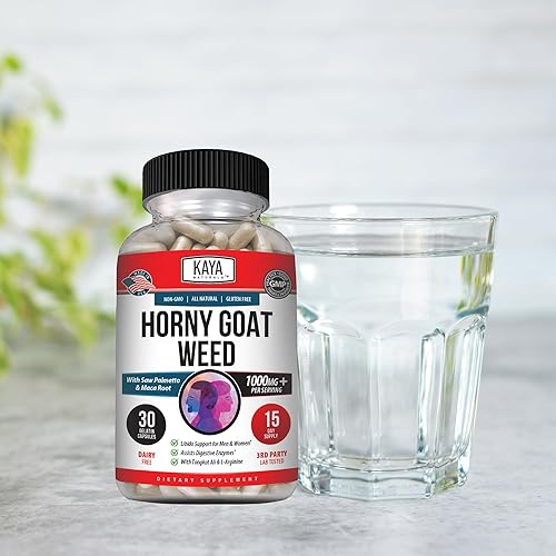 Miniatura 6 de Kaya Naturals Horny Goat Weed para hombres y mujeres, complejo de 1560 mg con maca, palma enana americana, ginseng, suplemento de vitamina de