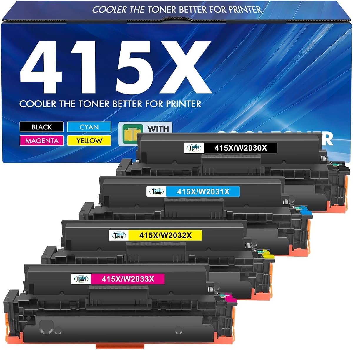 415X Toner Kompatibel für HP 415X 415A Color LaserJet Pro MFP M479fdw | 4-Pack Mit Chip für MFP M479fdw M479dw M479fnw M479fdn M454dn M454dw W2030A W2031A W2032A W2033A Schwarz Cyan Gelb Magenta
