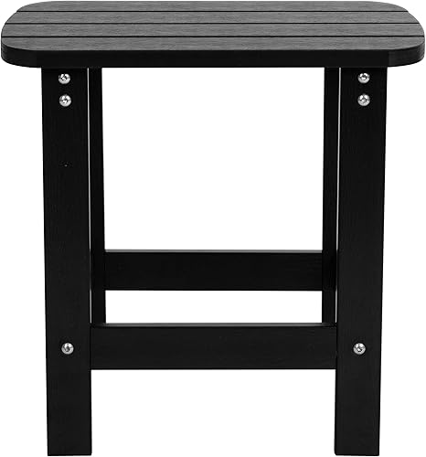 Miniatura 8 de Flash Furniture Juego de 2 mecedoras Savannah Adirondack - Madera de poliresina negra para todo tipo de clima, mesa auxiliar a juego