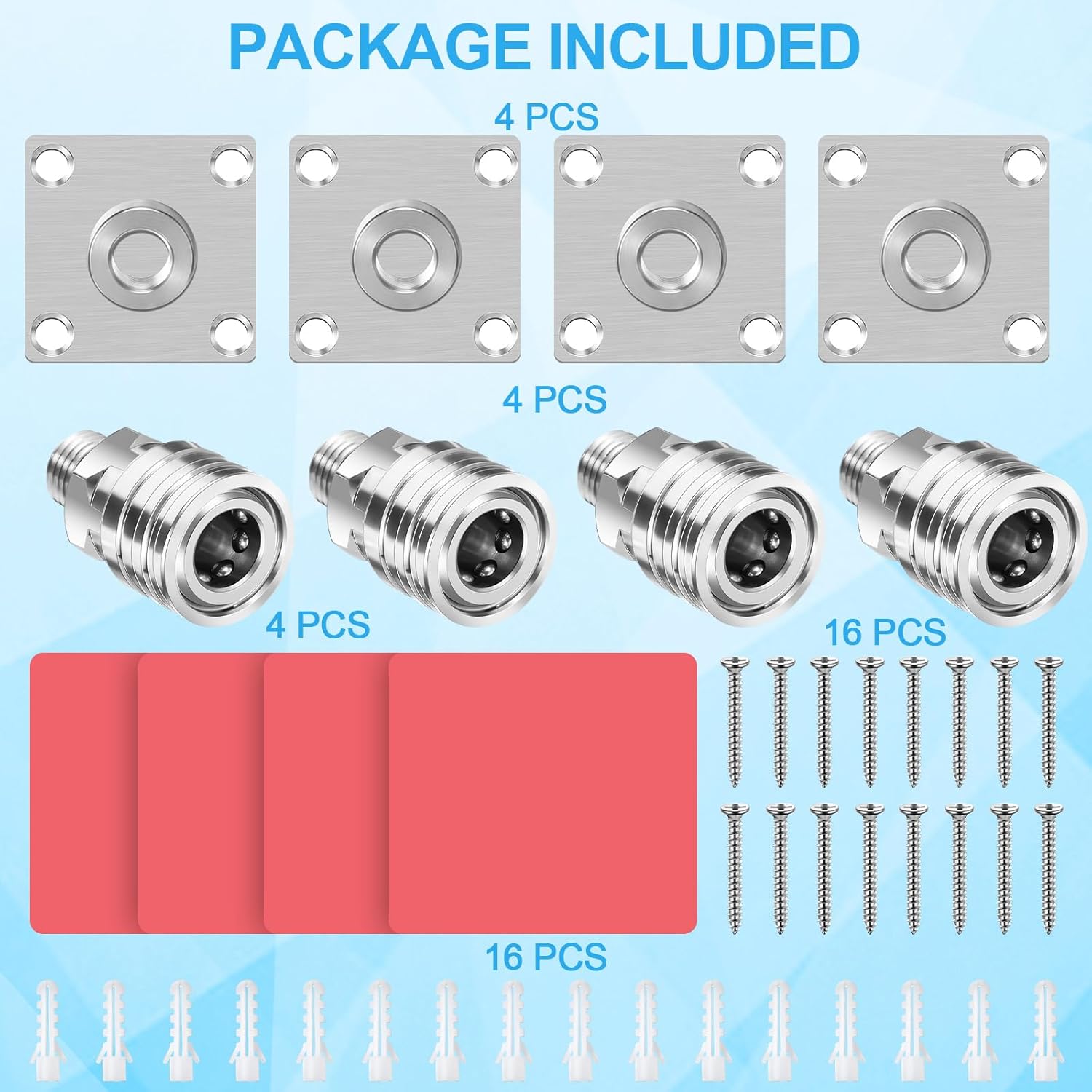 Tandefio 4 Pack 1/4" Fast Connect Pressure Washer Foam Cannon Holder Nozzle Tip Holder Wall Mountable Automatic Foam Cannon Mount Pressure Washer Accessories Storage Rack with Stainlesss Hardware