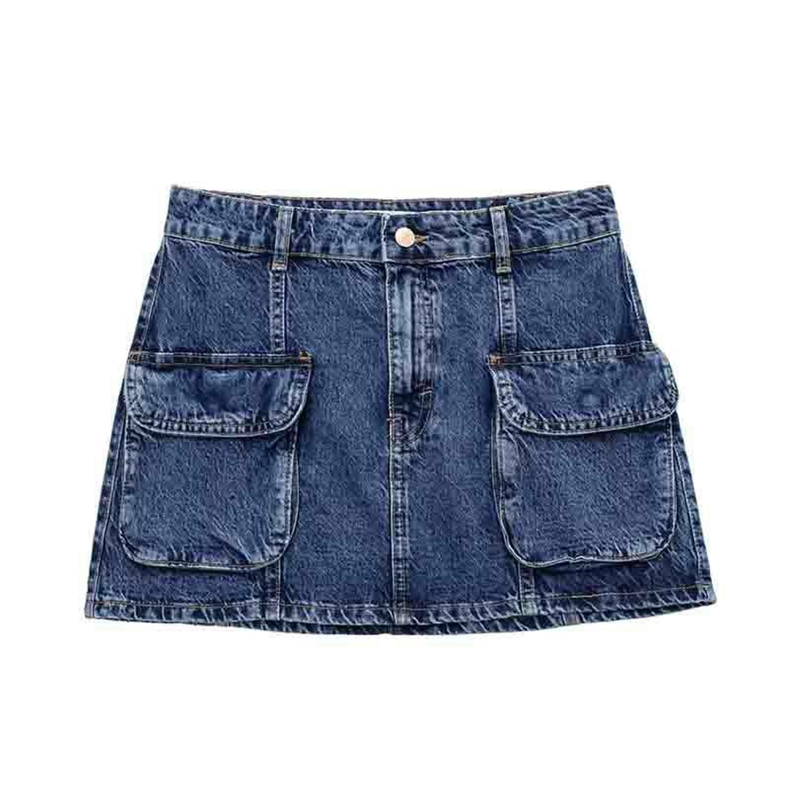 Vêtement de travail jupe en jean pour femme active cherchant un style rétro fonctionnel