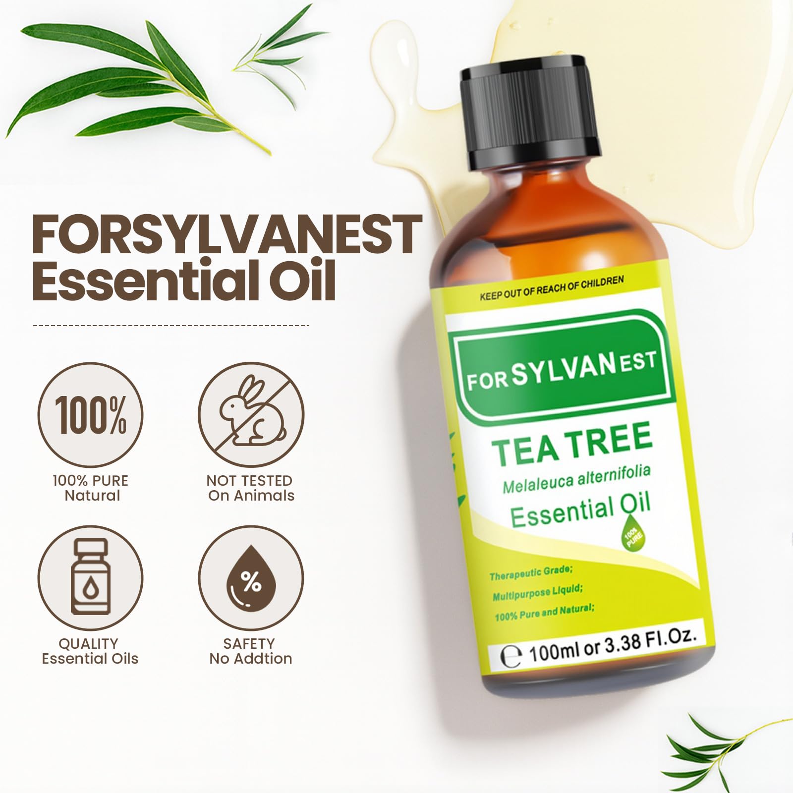Olejek Eteryczny z Drzewa Herbacianego 100 ml Duża Pojemność Naturalny Ekstrakt Esencja Roślinna