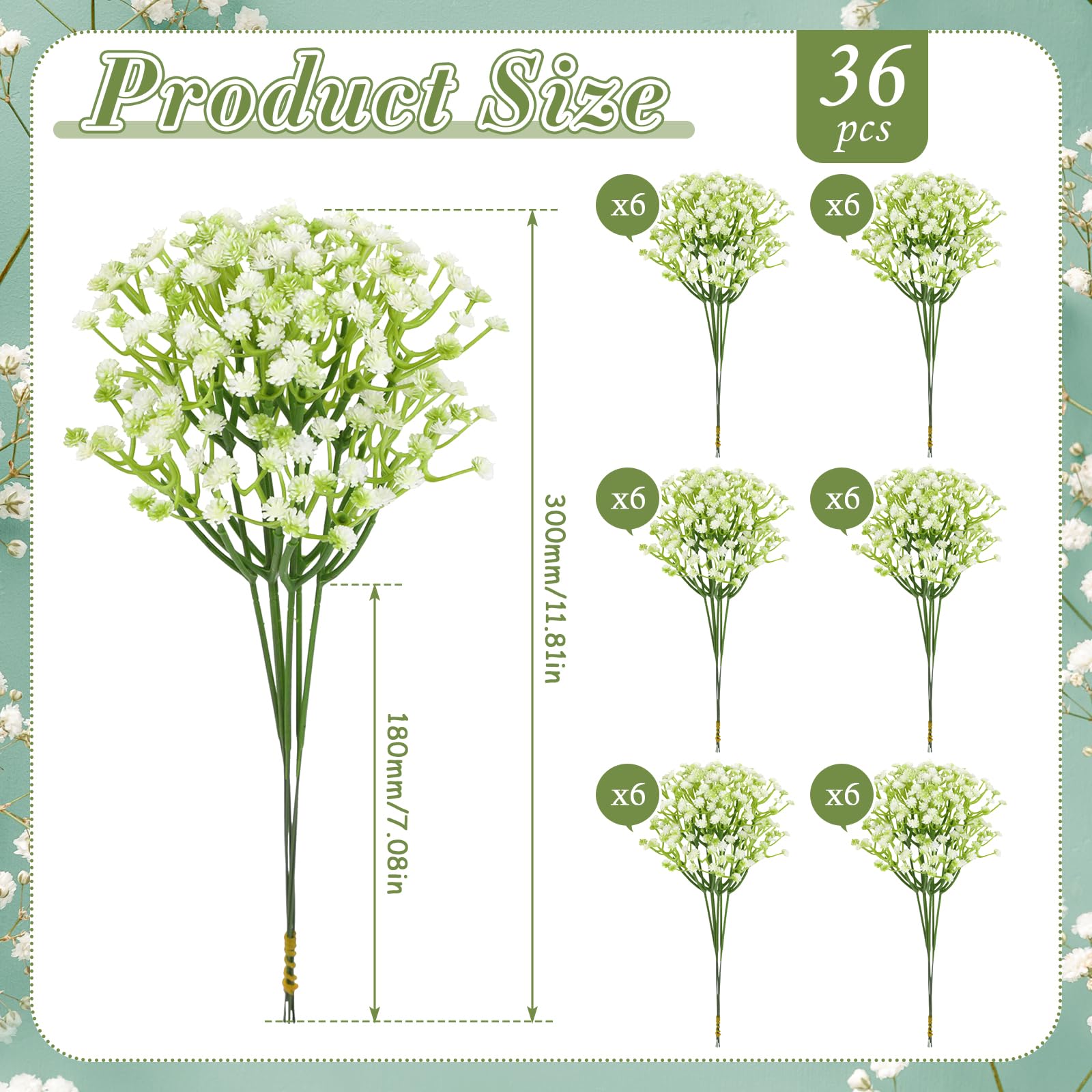 36 Steli Di Fiori Artificiali Gypsophila – Bouquet Finti Bianchi Per Decorazioni Nozze E Casa