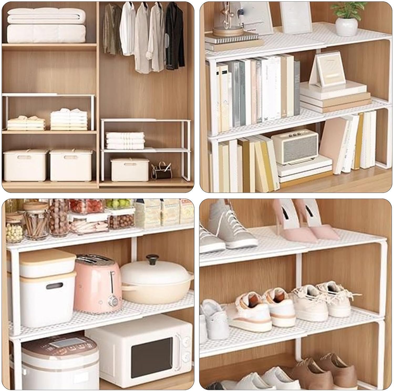 Extendable Closet Divider, Stackable Clothes Storage Rack, Space Saving Wardrobe Organizer with Adjustable Feature, Shelf Divider for Apartment Dorm Kitchen, Storage with Compact Design
