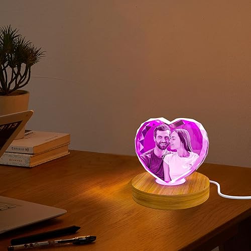 Miniatura 4 de Base de luz LED para foto de cristal 3D, placa de visualización iluminada colorida de madera, funciona con USB