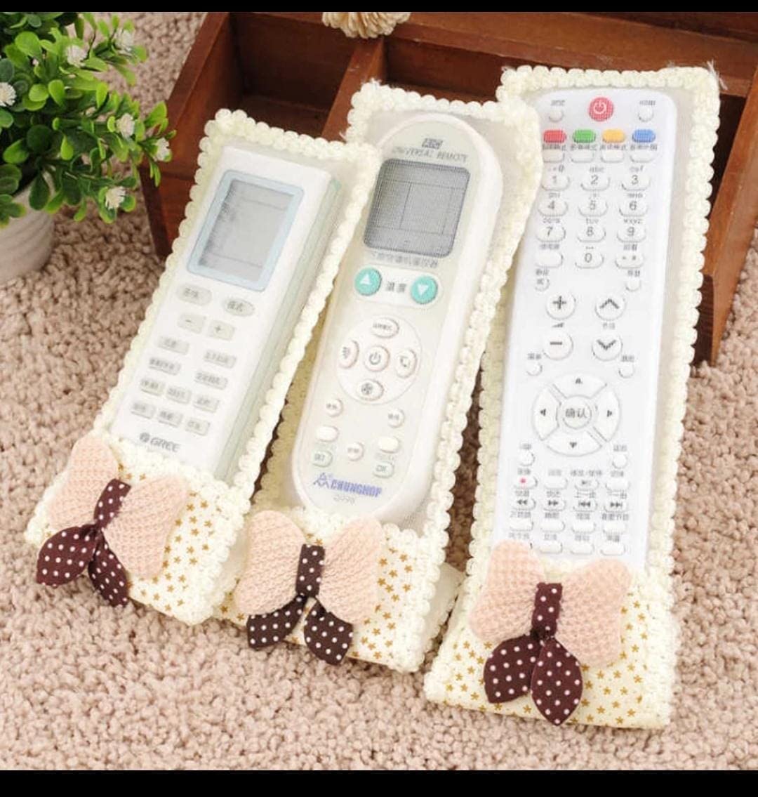 Lalji Creations Terrycloth Dustproof Tv Ac Remote Control Case Cover with Set Of 3 Bow Knot Remote Control Cover Remote Dust Cloth Cover Compatible (Cream) Â– Pack Of 3 (B0B1DNPPJ4) Amazon Price History, Amazon Price Tracker