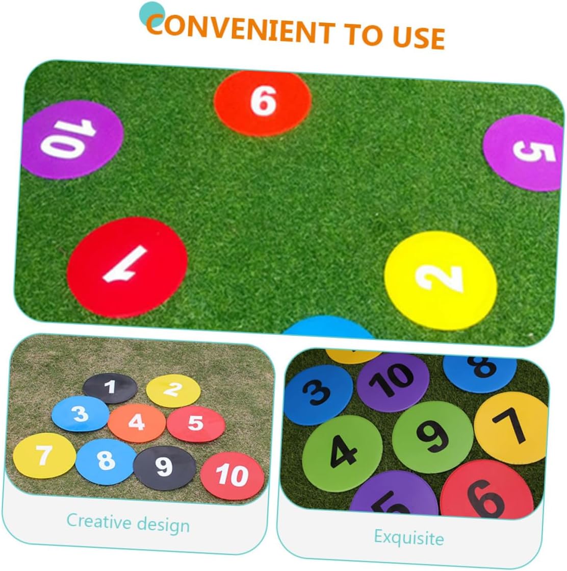 Luxshiny 10pcs Football Training Sign Discs Numbered Soccer Marker Plates Random Colors Set for Outdoor Football Agility and Field Marking Equipment