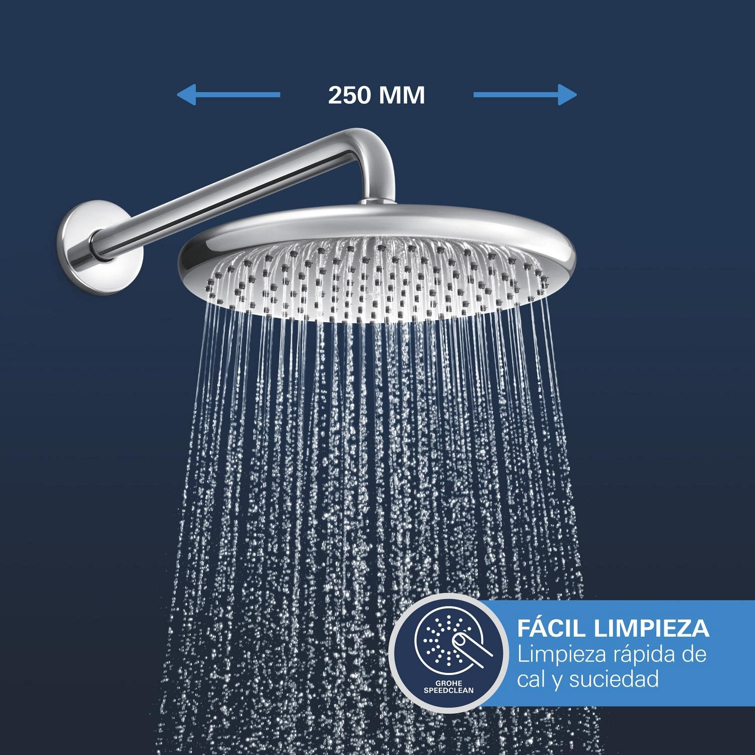 GROHE Start 250 Sistema de ducha empotrado (caja de instalación universal, conjunto de ducha mural, con grifo mezclador 2 tipos de chorro, manguera de ducha de 1.500 mm), Cromo 25292000