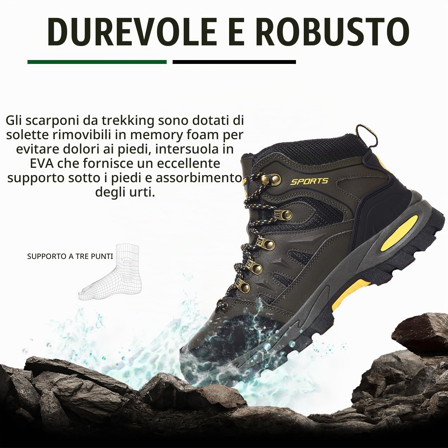 Scarpe da Trekking Uomo Donna Arrampicata Sportive Impermeabili Traspiranti Passeggiate Stivali per Antiscivolo Sportive All'aperto Scarpe da Escursionismo A22Verde Militare 45EU