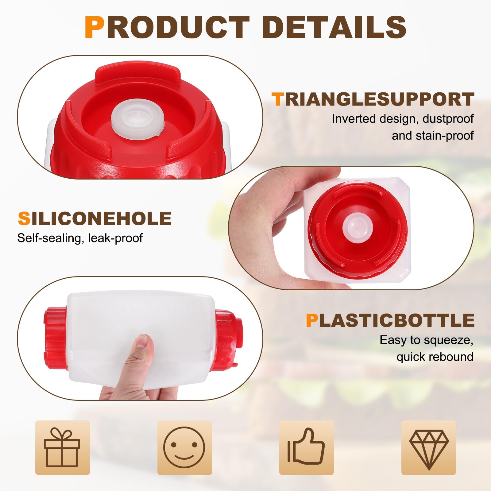 QUARKZMAN Bottiglie Dosatrici per Condimenti, 2 Pezzi 24 Oz Bottiglia Quadrata A Doppia estremità Ricaricabile, Dispenser Antigoccia per Olio da Cucina Condimenti Miele Sciroppo, Rosso