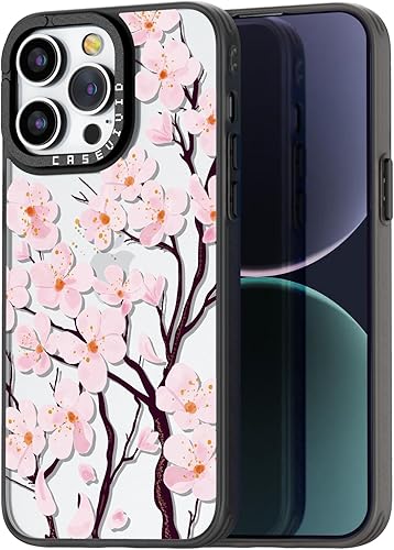 casevivid Funda compatible con iPhone 14 Pro, bonita estética, duradera y a la moda, divertida funda para teléfono, diseño de flor de cerezo