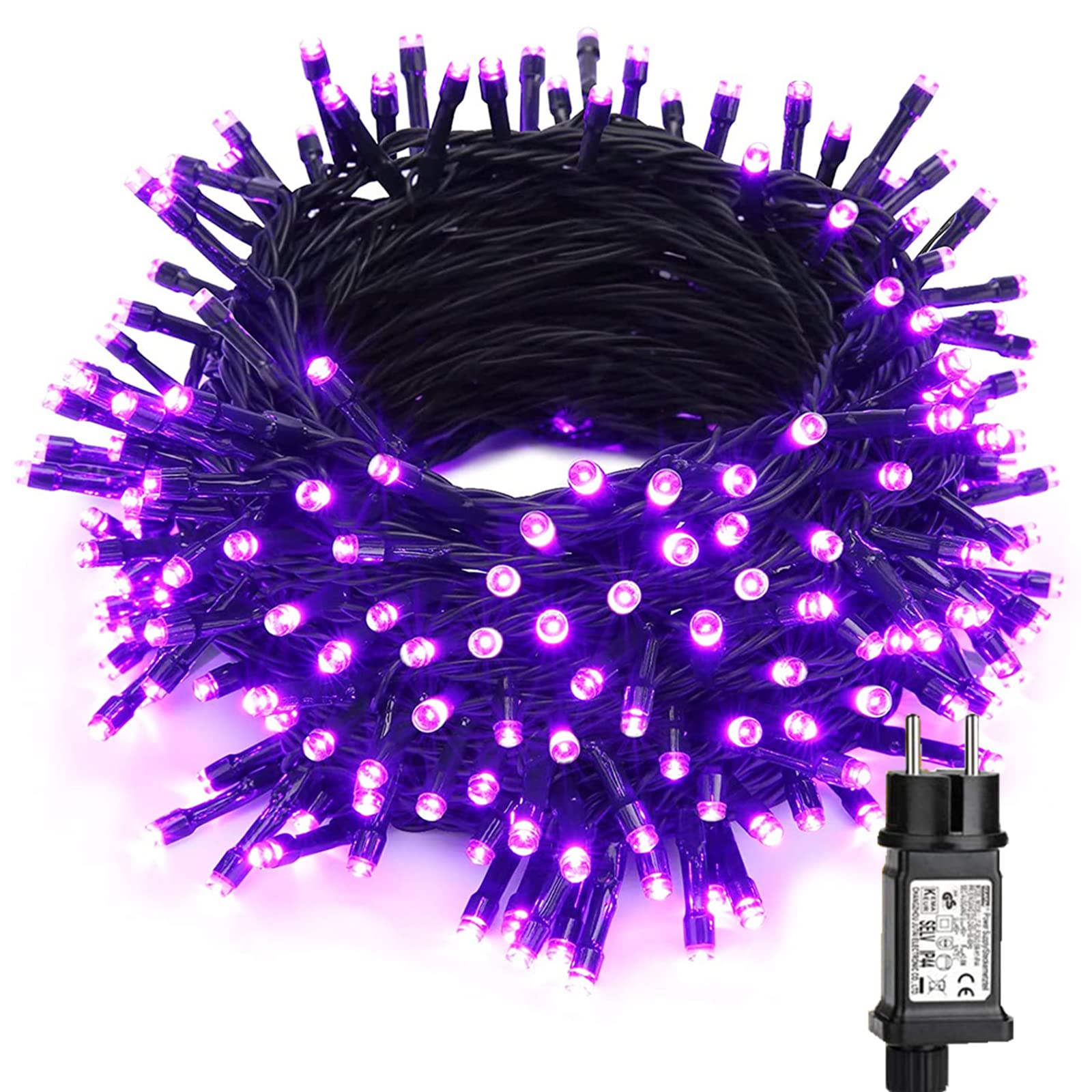 BrizLabs Decorazioni Halloween Catena Luminosa, 20M 200 LED Viola Natale Stringa Luci Esterno 8 Modalità Impermeabile Albero di Natale Illuminazione per Interno Giardino Balcony Finestra Partito Deko