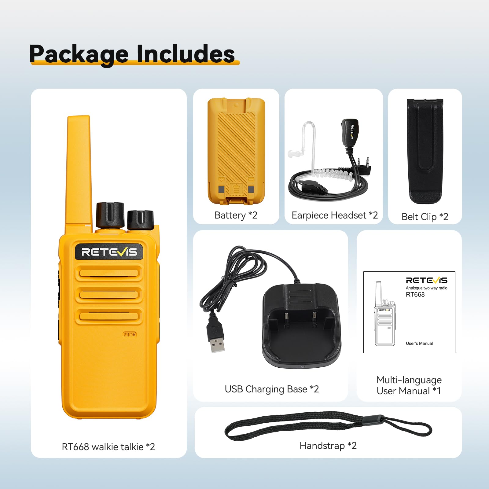 Retevis RT668 Walkie Talkie, PMR446 Funkgerät für Erwachsene mit Headset