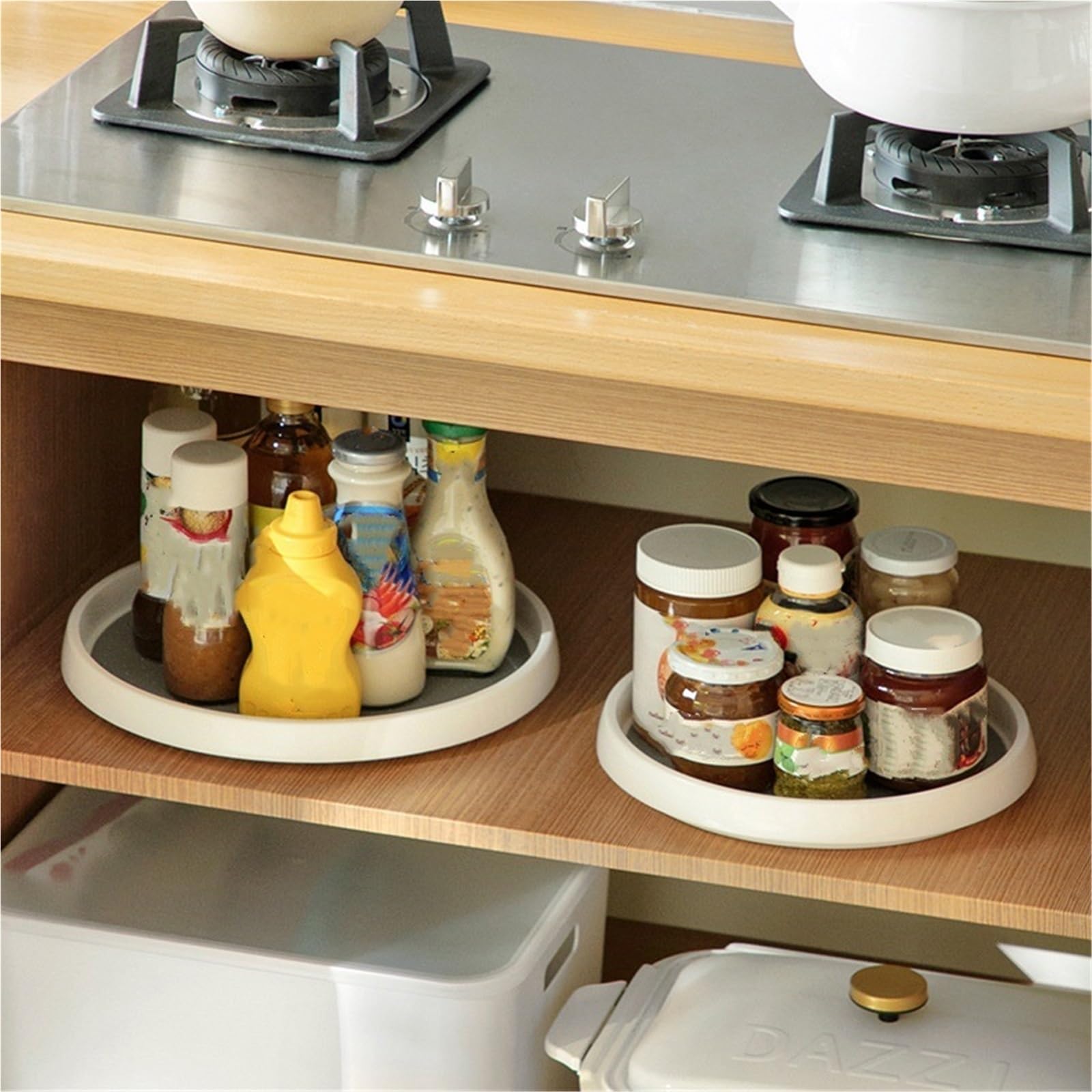 2 estantes giratorios for especias, for cocina, de escritorio, for cosméticos para Nevera, Cocina(3.5x30cm)