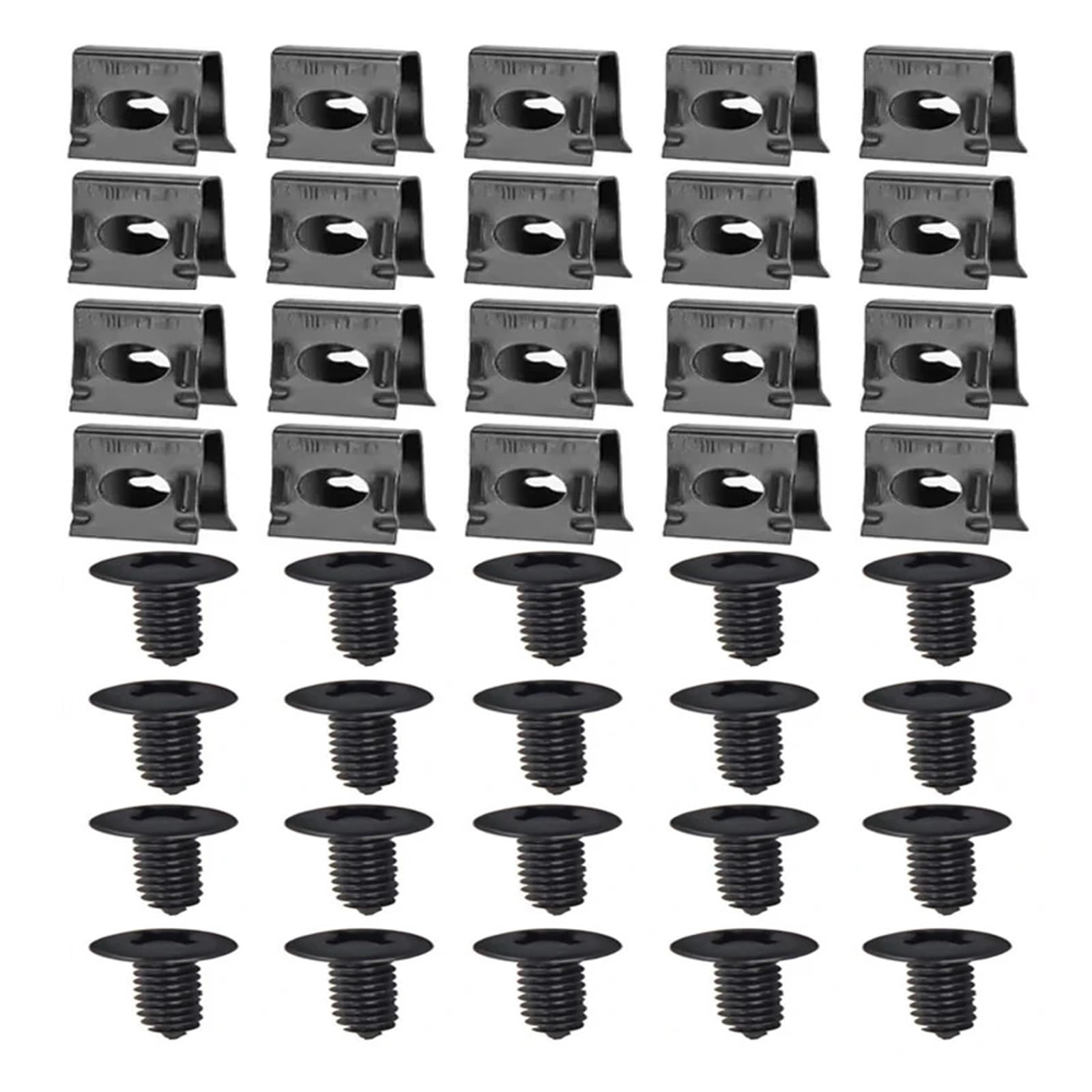 KXFVYNE Self Tapping Screws Metal Fastener Clip for Car Motorcycle U-Type with Screw Anti-Rust Protection Iron Sheet Kit(40pcs)