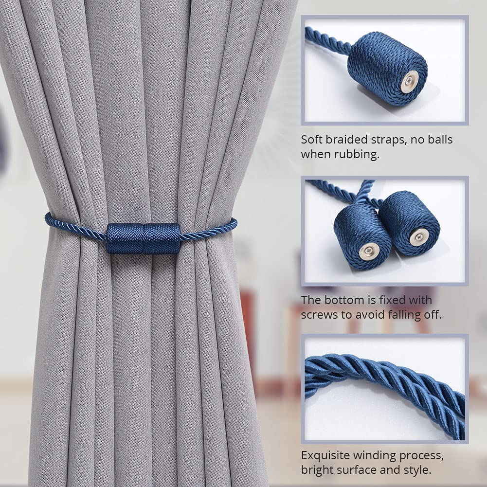 Gatlei Fermatenda Magnetici Bohémien - Set Da 2 In Corda Grigia, Senza Foratura, Regolabili, 42 Cm