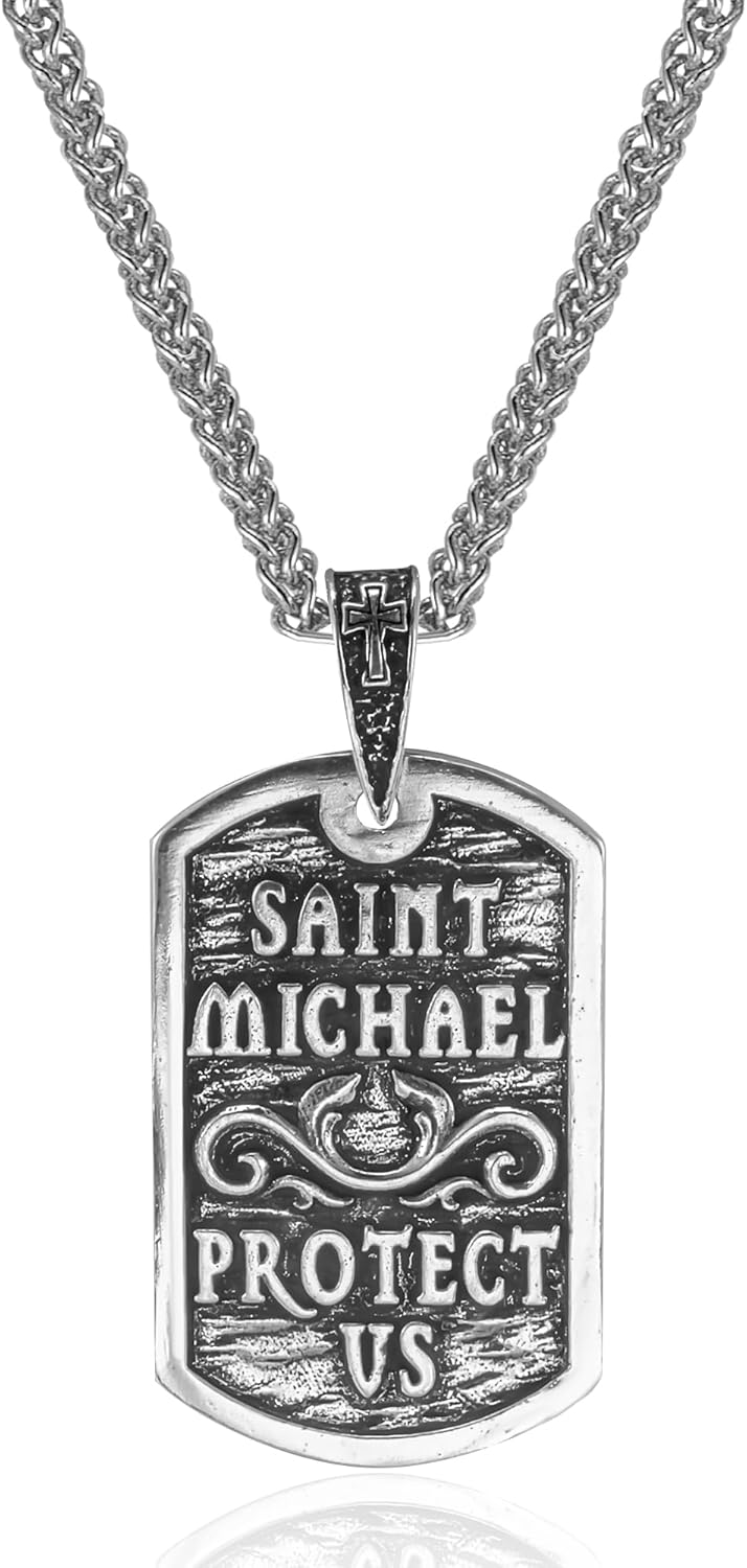 Saint Michael Archangel Necklace Vintage Protection Amulet Guardian Angel Necklace Pendant Jewelry Gifts for Men Women - Image 2