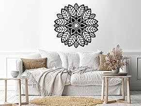 لوحة فنية جدارية خشبية على شكل زهرة بتصميم هندسي من هوم جاليري، لون أسود، مقاس 80 × 80، موديل H01624