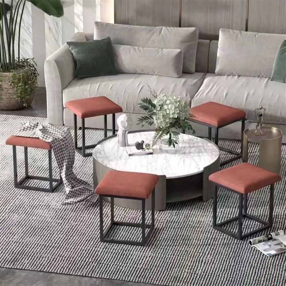 5-in-1-Hockerwürfel mit Rollen, beweglicher Ottomane und rollender Fußhocker für Wohnzimmer & Schlafzimmer, vielseitiger Sitzwürfel (35 x 35 x 35 cm)