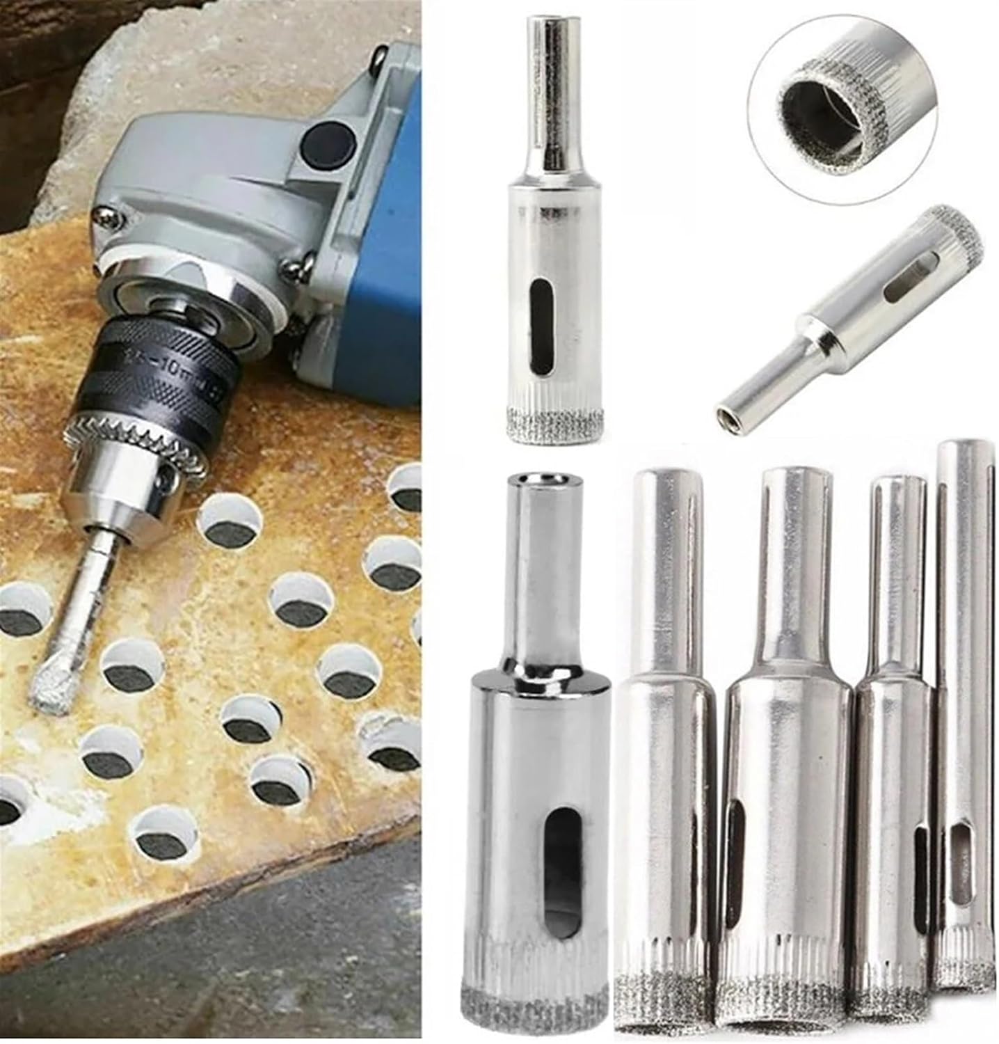 5Pcs/Set Diamond Hole Saw Drill Bit For Drilling Glass Tile Bottles Blocks Jars Fiber Glass Porcelain Brick 6-14mm Cutting