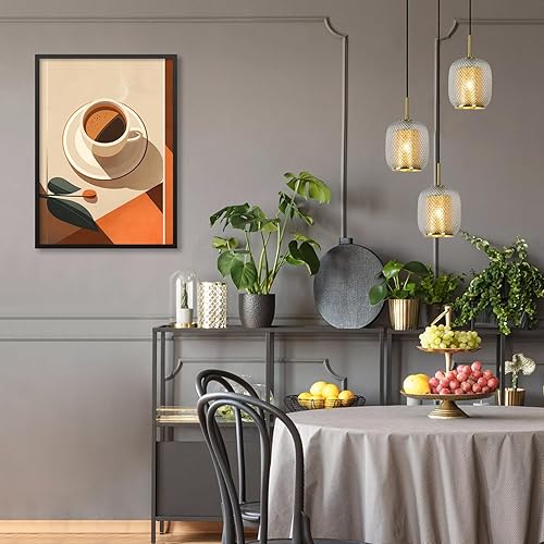 Miniatura 7 de Arte de pared de café expreso retro de los años 70, póster minimalista de lona de terracota de 16 x 24 pulgadas, marco negro, impresiones estéticas