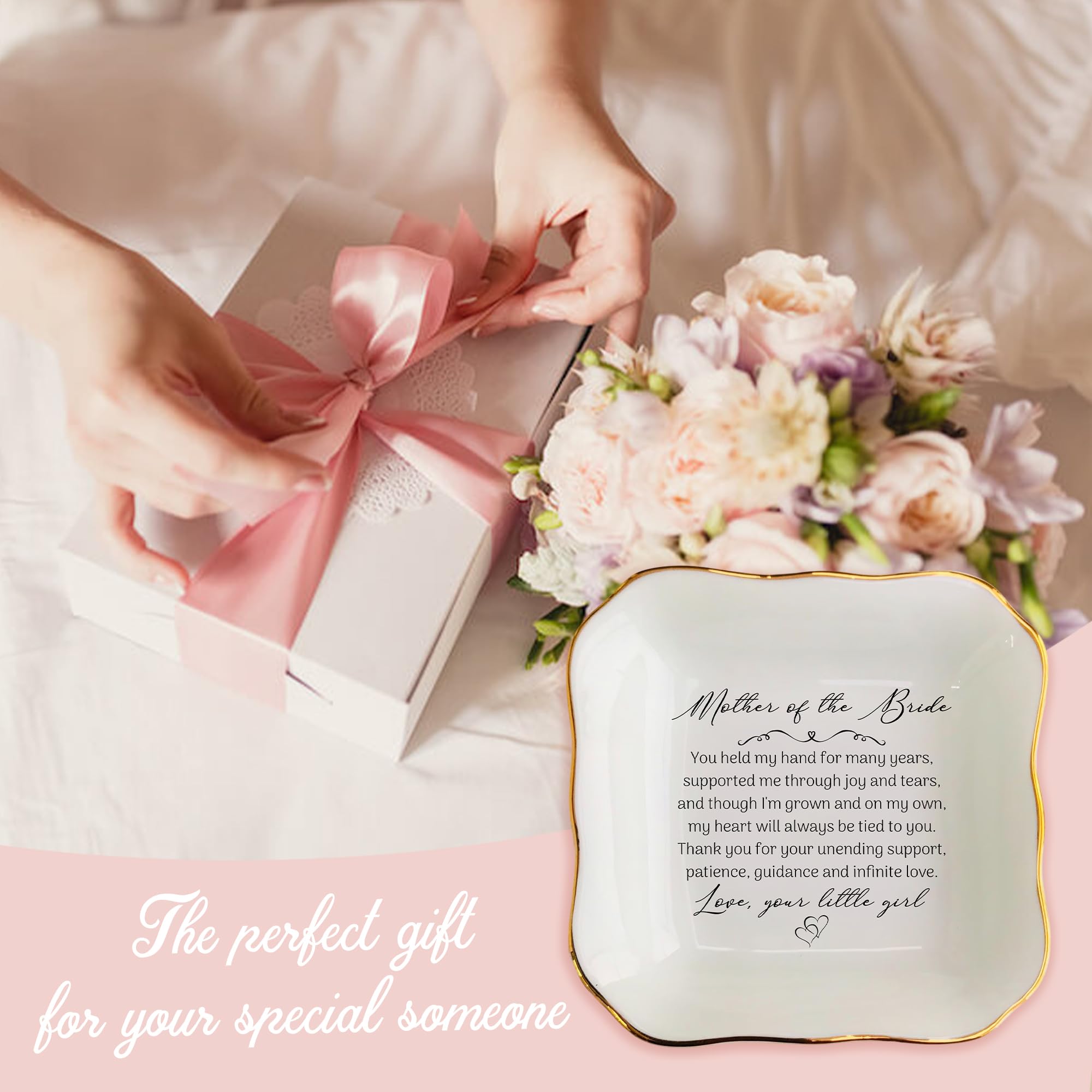 Mother of the Bride Jewelry Dish – Sentimental Wedding Gift from Daughter, Mom of the Bridal Gifts, Elegant Gift for Mother of Bride on Wedding Day