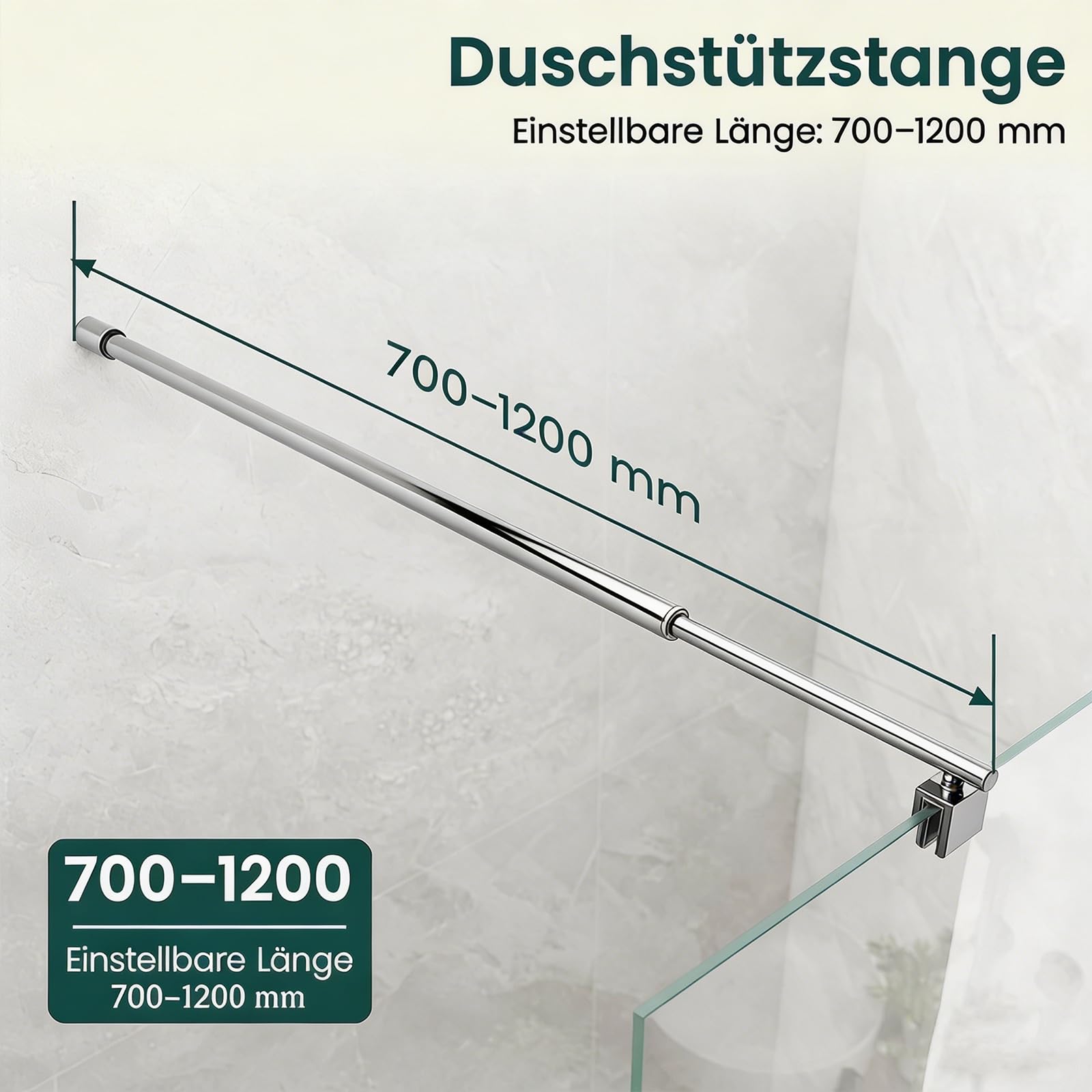 SVNR 70-120 cm Support de paroi de douche, barre de stabilisation de douche pour épaisseur de verre de 6 à 10 mm, barre de maintien en acier inoxydable, stabilisateur pour parois de douche et douches