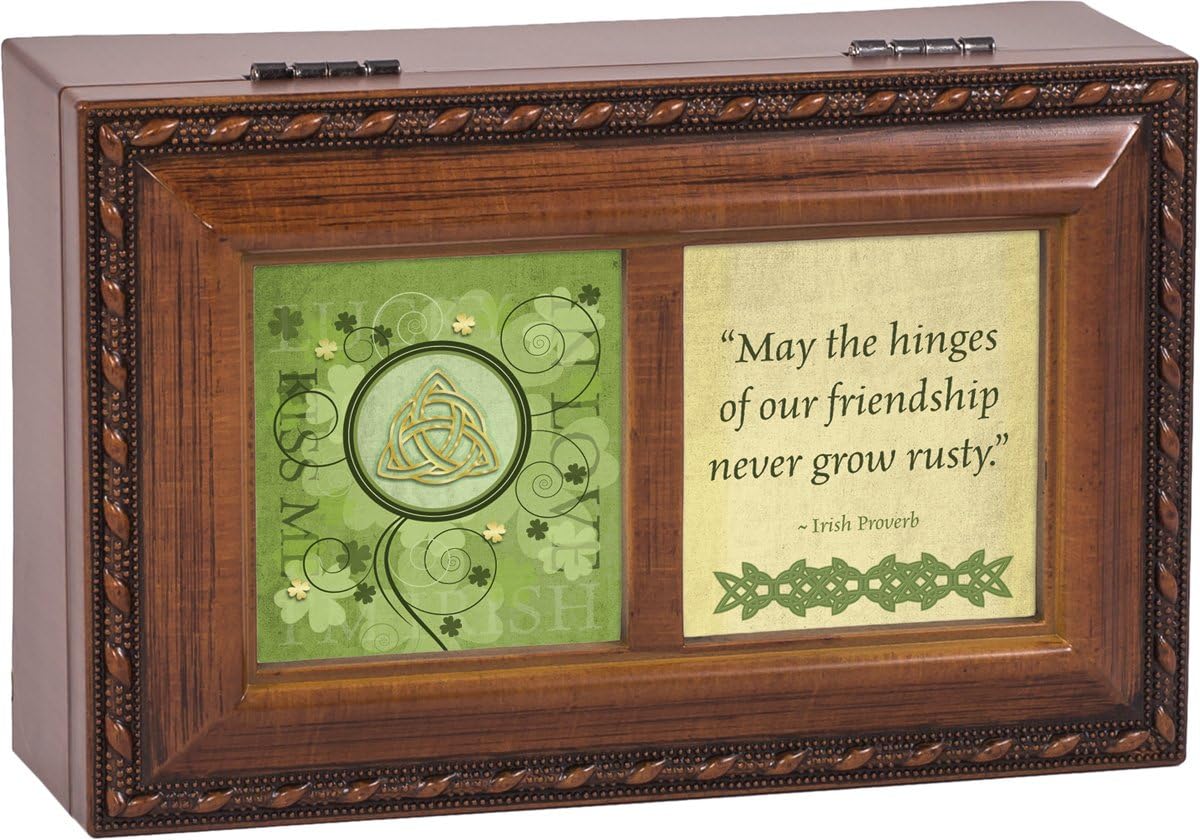 Cottage Garden May The Hinges Irish Proverb Wood Finish Small Jewelry Music Box Plays Irish Eyes Smiling