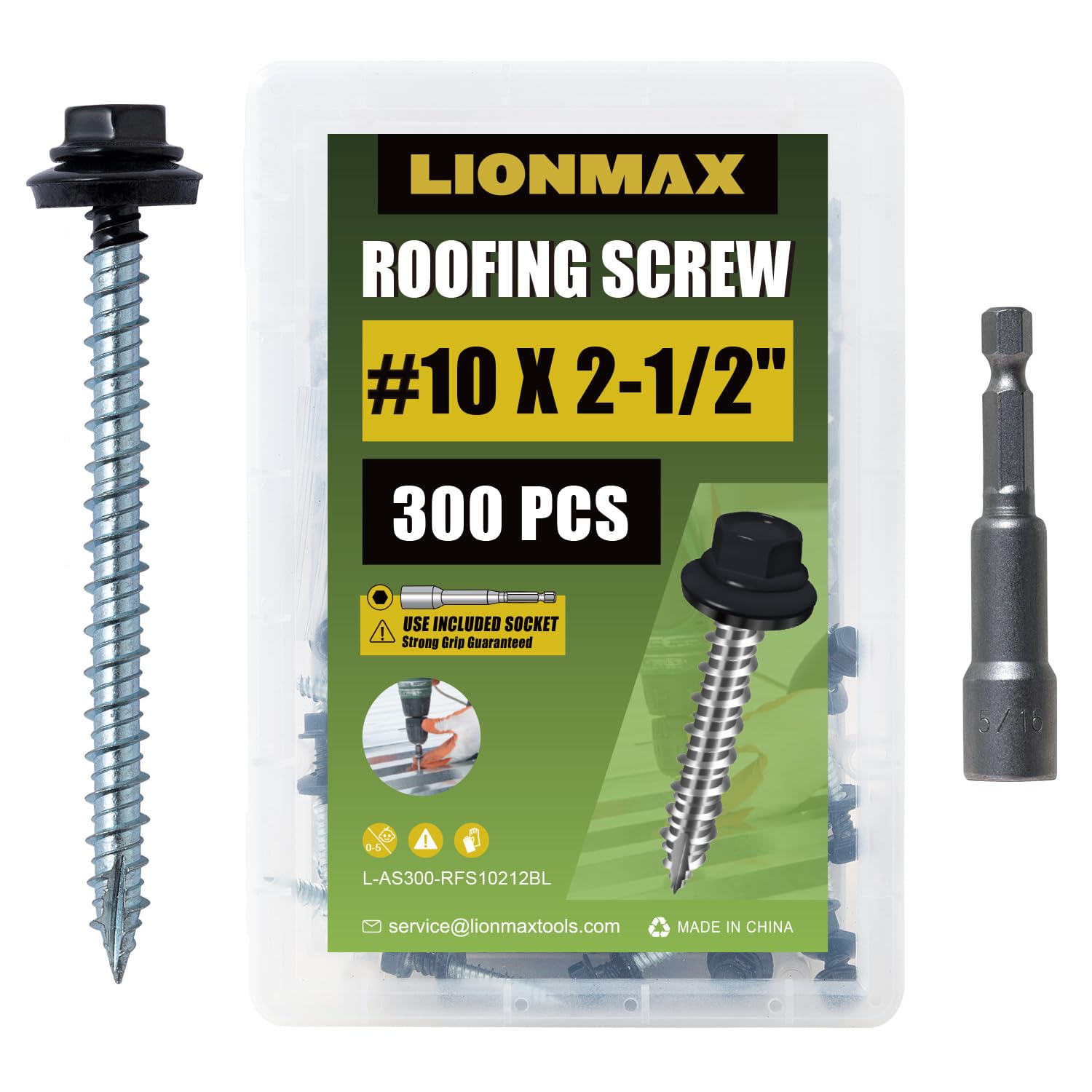 LIONMAX Metal Roofing Screws - 300 PCS -10