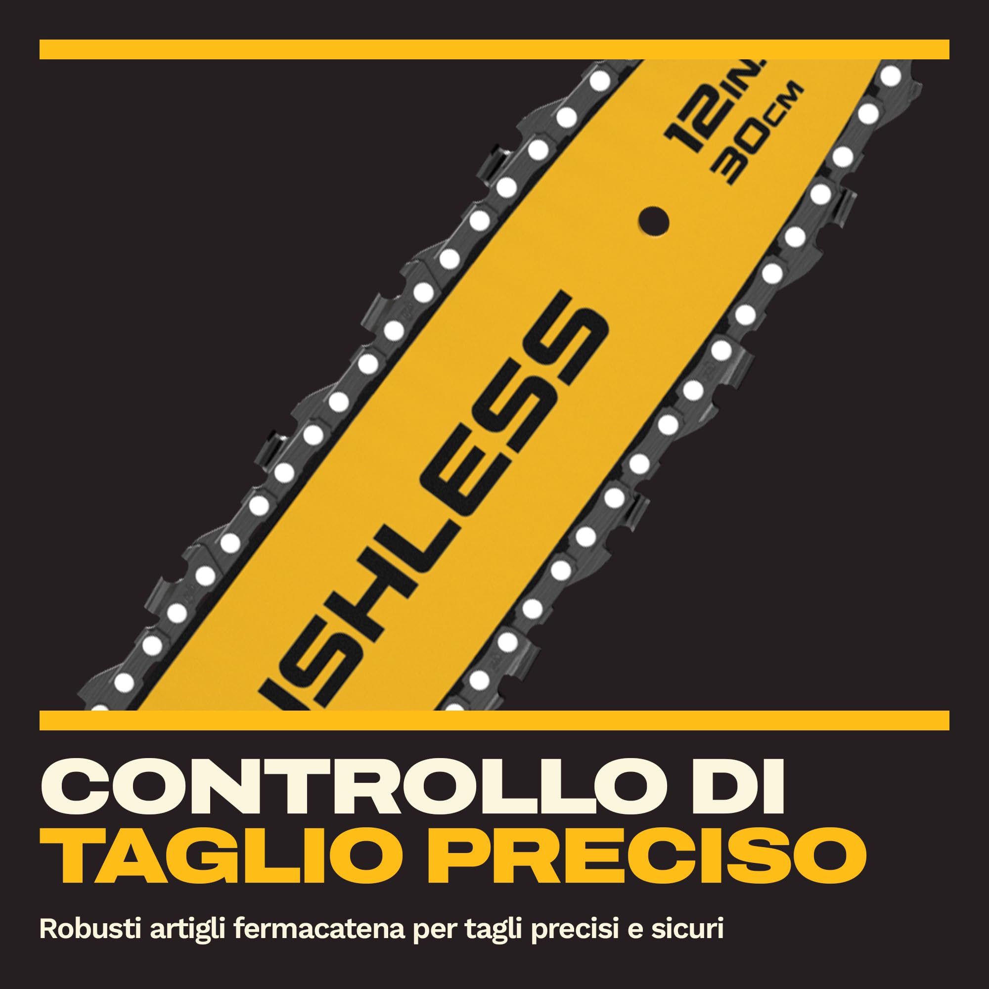 DEWALT Motosega compatta senza spazzole 18V XR 30cm, Solo utensile, DCMCS565N-XJ