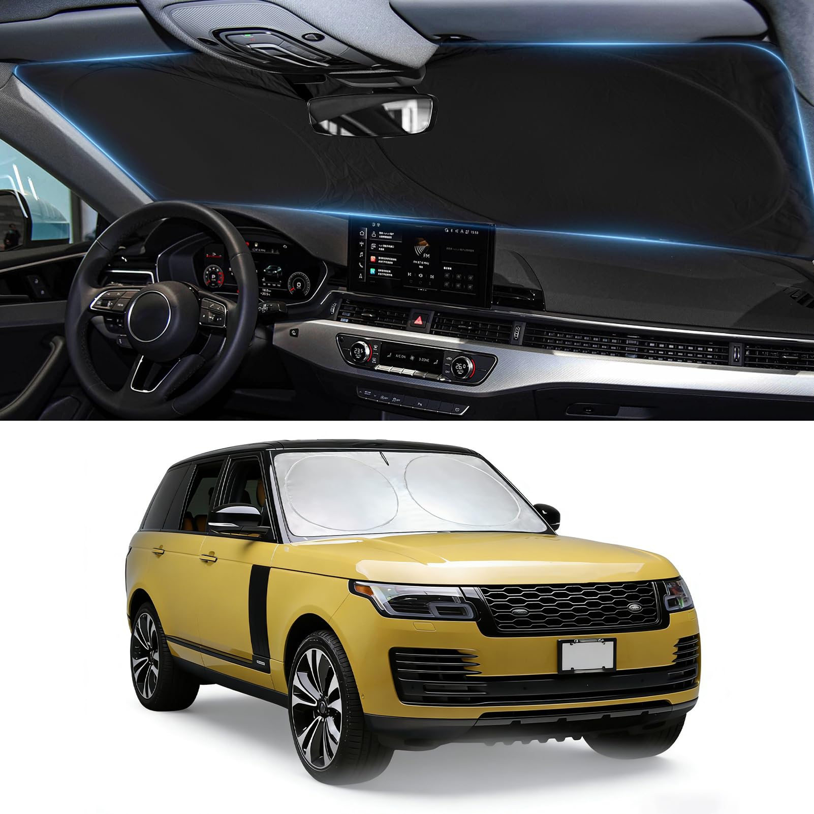 Sunshade for Range Rover Windshield Sun Shade for 2013-2021 Land Rover Range Rover (Does NOT fit Range Rover Sport) Accessories Front Window Shield Cover Sun Visor Protector Cool Interior Save Space