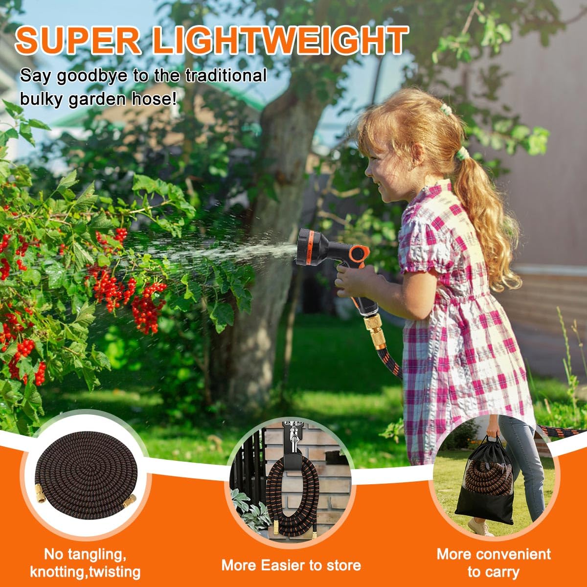 Tuyau d'Arrosage Extensible 30M/100Ft, Tuyau de Jardin Flexible Retractable avec 10 Modes d'Arrosage, Convient aux Robinets de 1/2" et 3/4" Raccords, pour Irrigation, Nettoyage, Lavage de Voiture