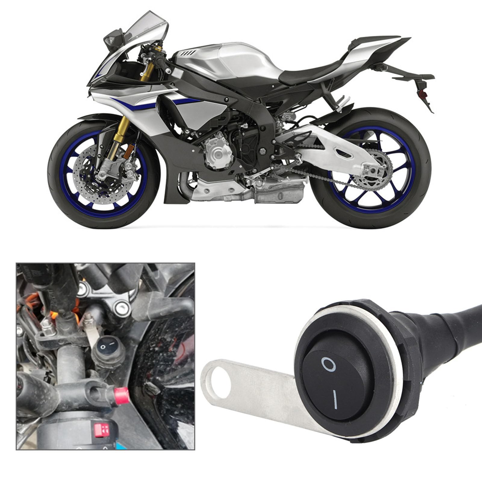 Generic Wodoodporny Włącznik Reflektorów Trwały Włącznik światła na Kierownicy do Motocykli ATV 22 Mm, ABS/stal Nierdzewna, Czarny, 1 Opakowanie