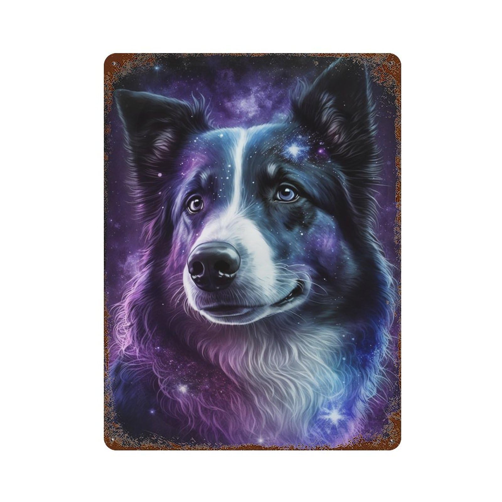 Galactic Wolf Portrait -13 15.7"x11.8" Rustic Tin Plaque, Industrial Home Decor for Farmhouse, Kitchen And Entryway Decor