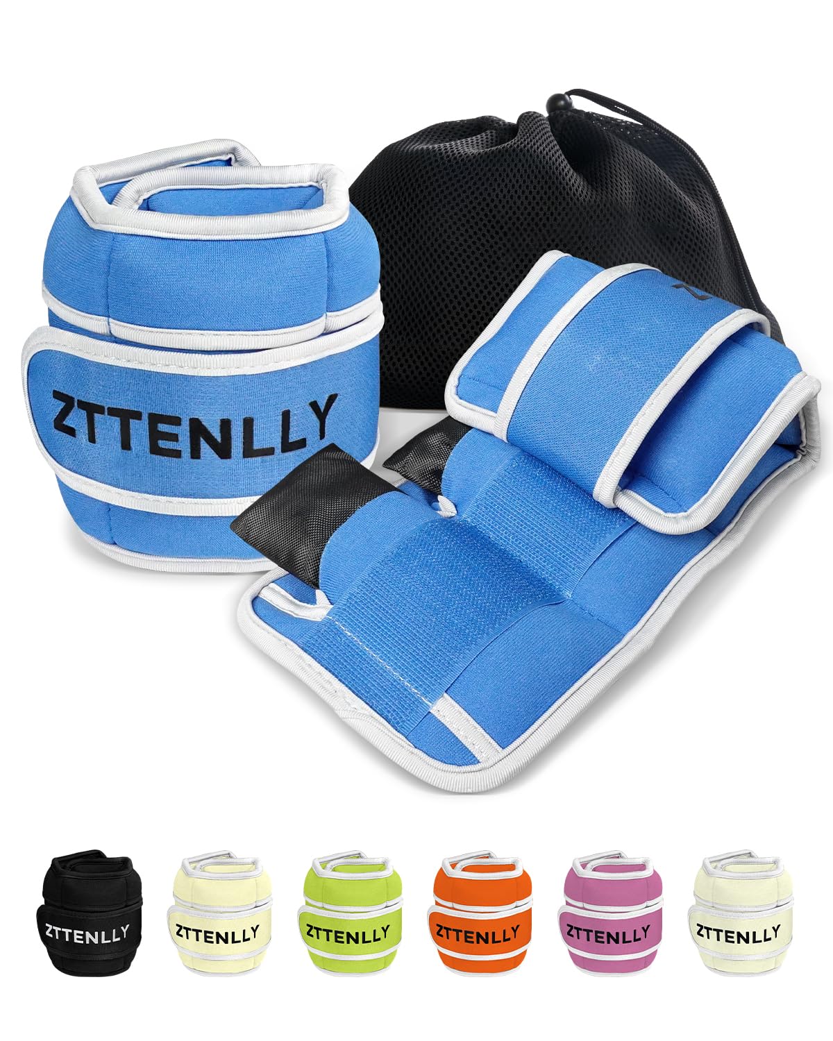 ZTTEN Adjustable Ankle Weights & Wrist Weights 0.9-4.5kg Neoprene Straps for Adults/Kids - Compact Design for Fitness, Yoga, Running