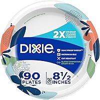 Dixie 8.5 Inch Medium Paper Plates, 90 Count - 2X Stronger, Microwave-Safe, Soak-Proof, Cut-Resistant, Compostable Disposable Plates