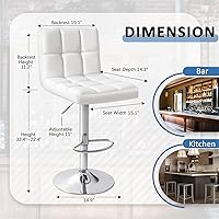 Vista 3 de Homall Taburetes de bar modernos de cuero PU ajustables giratorios, taburete de bar hidráulico sin brazos para mostrador de cocina, altura extra