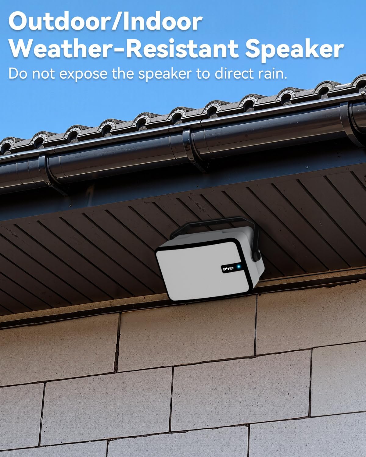 400W Outdoor Bluetooth Speakers, Wireless Sync Between Speakers, Powerful Bass, Wall Mount for Patio, Porch, Gazebo, Garage, 2-Pack, White(MZ-621) - Image 5