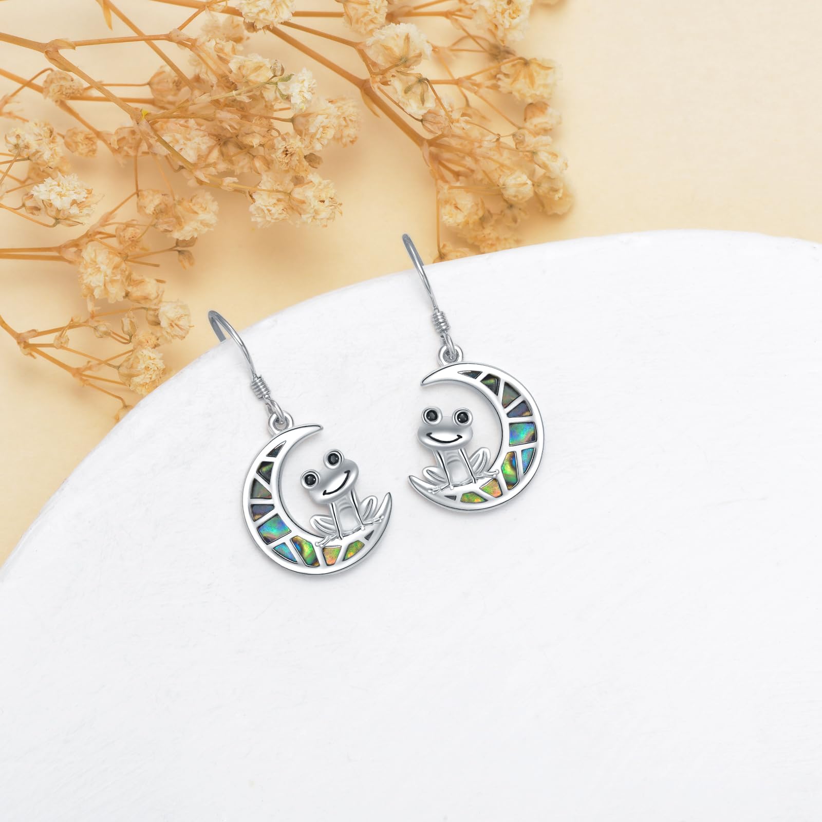 Bienen Ohrringe Geschenke für Frauen 925 Sterling Silber Mondstein Honig mit Biene Herz Ohrhänger Bienenstock und Biene Blume Leverback Ohrringe Schmuck