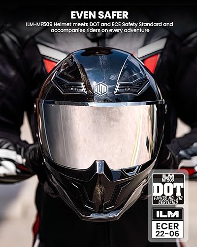 Miniatura 2 de ILM Cascos para Motocicleta para Adultos Hombres Mujeres Casco Integral DOT ECE Deportes de Potencia con Doble Visera para Carreras en Calle con