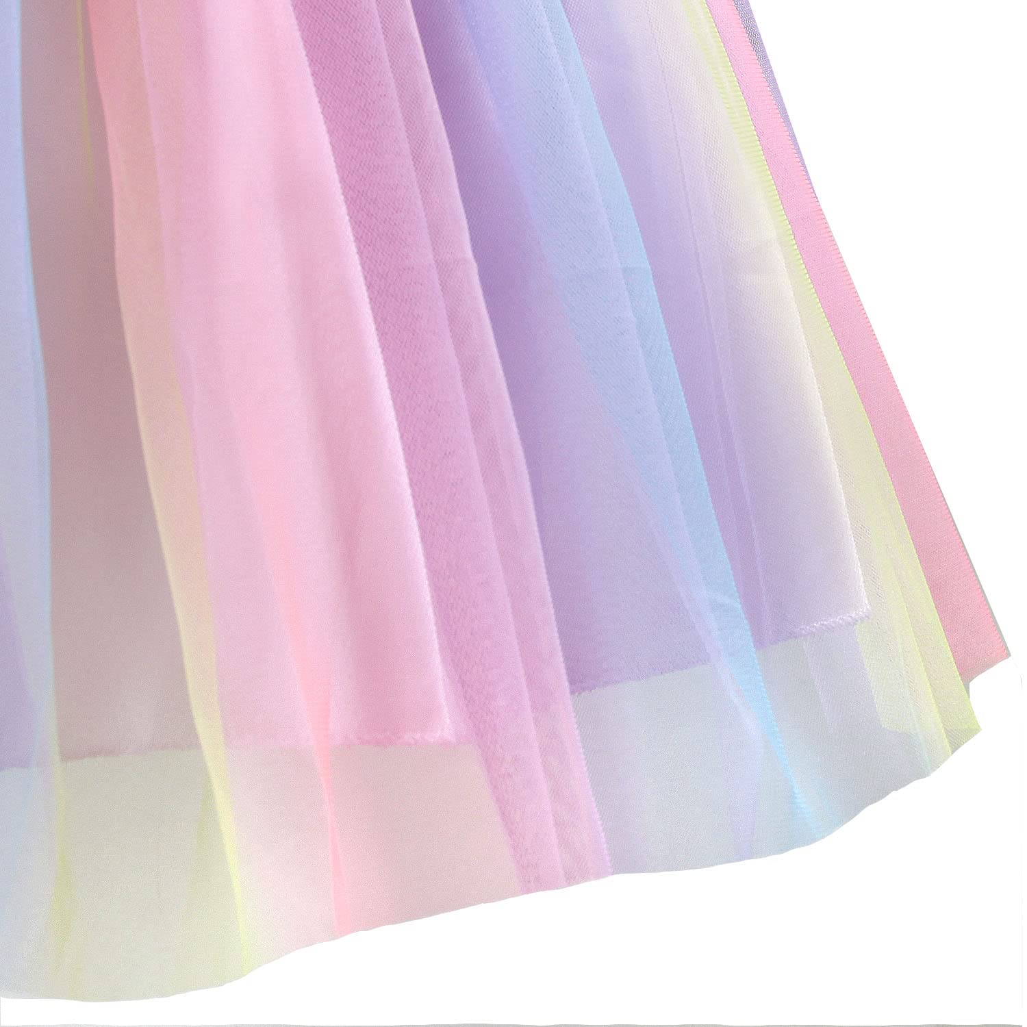 Filles Princesse Robe Paillettes Tulle Fleur Arc-En-Ciel Col Rond Sans Manches Robe Formelle Fête D'anniversaire Mariage Demoiselle D'honneur Fille Robes De Soirée Enfant Bébé Âge pour 3-9 Ans