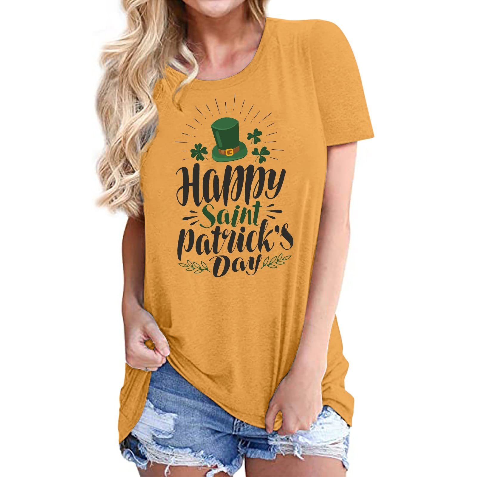 Women's Graphic Print Round Neck T Shirt Short Sleeve Tee Tops Plus Size Tunic Blouse Summer Office Work Blouse