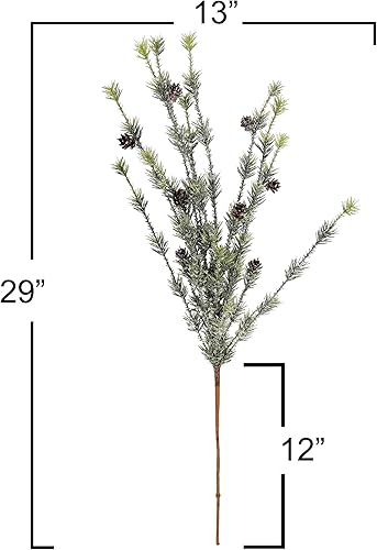 Miniatura 3 de Admired By Nature ABN4C002-NTRL-2 - Aerosol artificial de pino estacional, escarcha natural, juego de 2 piñas de helecho verde, paquete doble