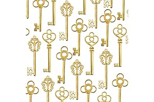 Aokbean Mixed Set of 30 Large Skeleton Keys in Antique Bronze: Bulk...
