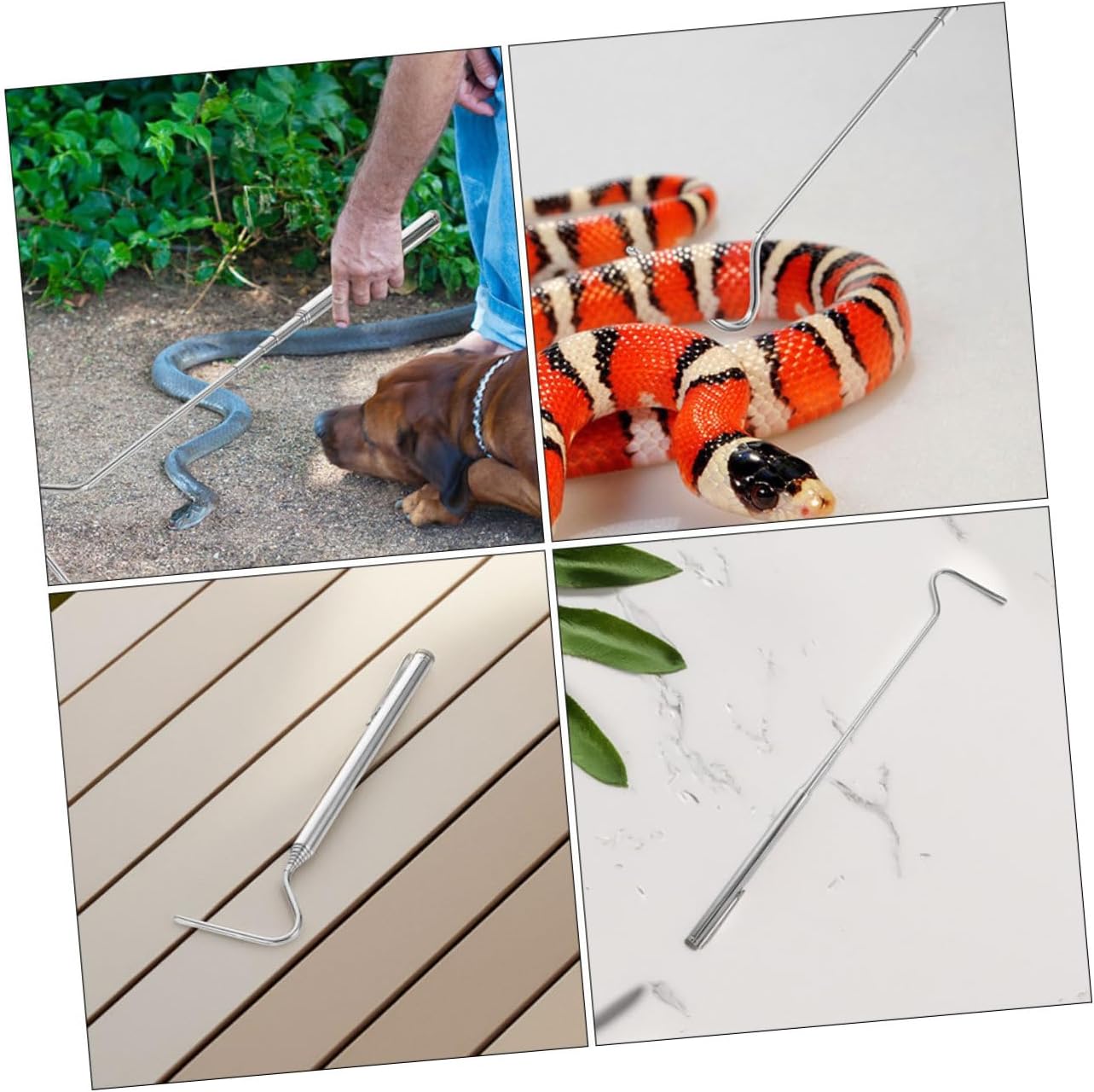 Levemolo Stainless Steel Snake Catching Hooks 26 Extendable Reptile Catcher Snake Tool for Safe Snake Handling Herpetologists