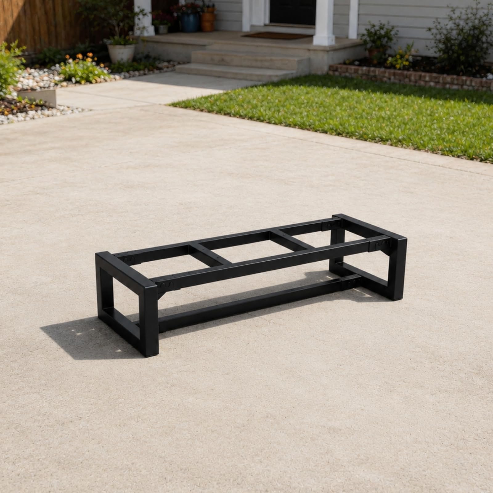 1-stufige Treppenwangen für den Außenbereich, Rahmen aus verzinktem Stahl – hochbelastbare, freistehende Stufen für Gärten und Terrassen (100cm)