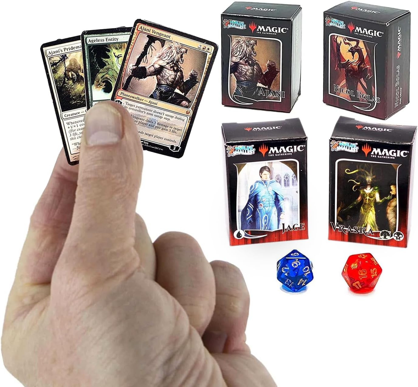 Worlds Smallest Magic: The Gathering Exclusive Collector Set Featuring Ajani VS. Nicol Bolas and Jace vs Vraska Duel Dec