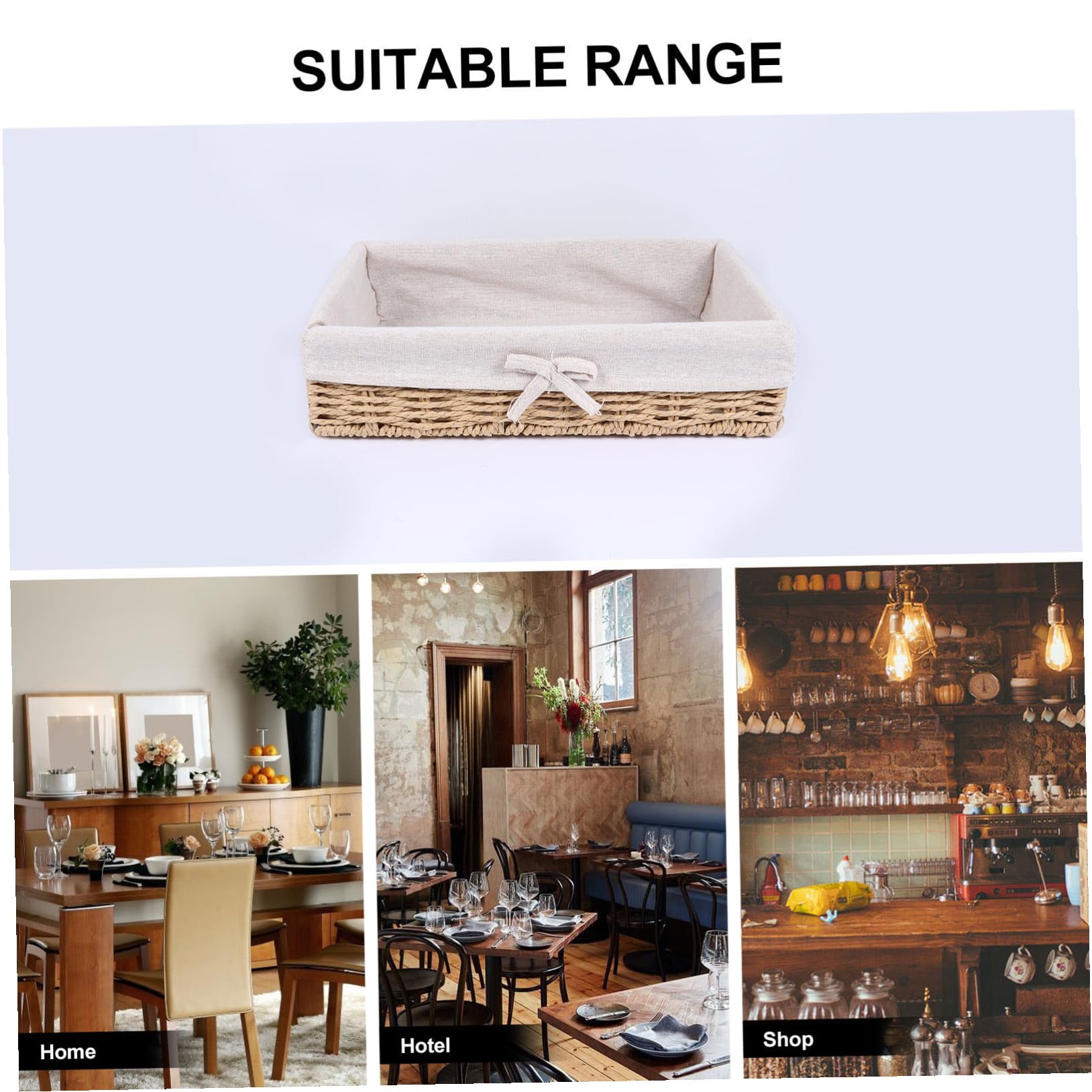 Simulated Rattan Desktop Storage Basket Set of 4, Rectangular Shape with Open Design for Snacks and Bread Organization